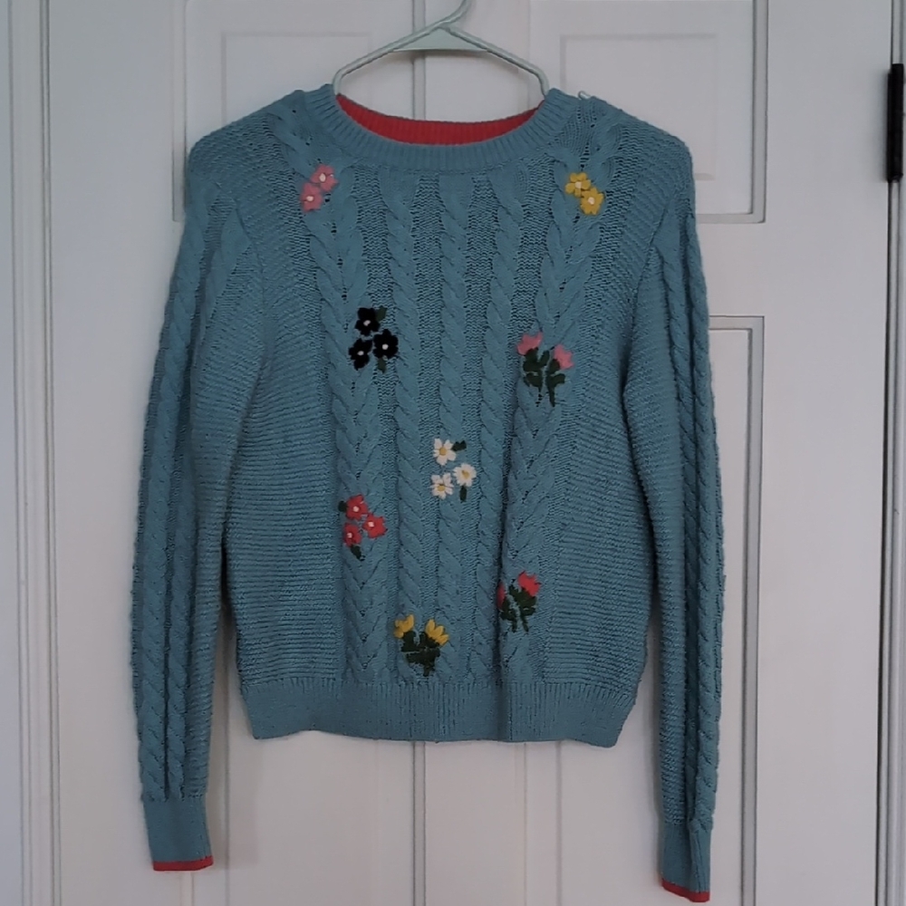 Boden Floral Embroidered Sweater